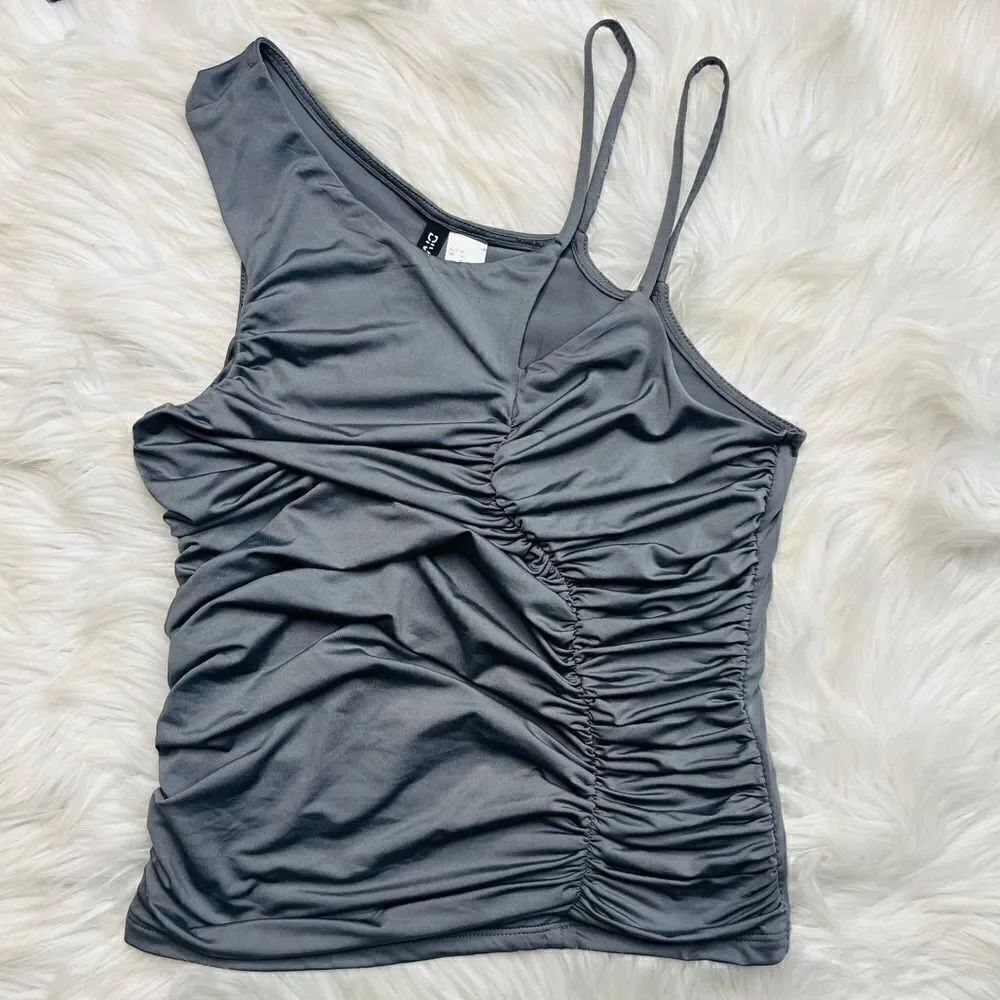 Divided Ruched Athletic Tank Top Grey Size Medium